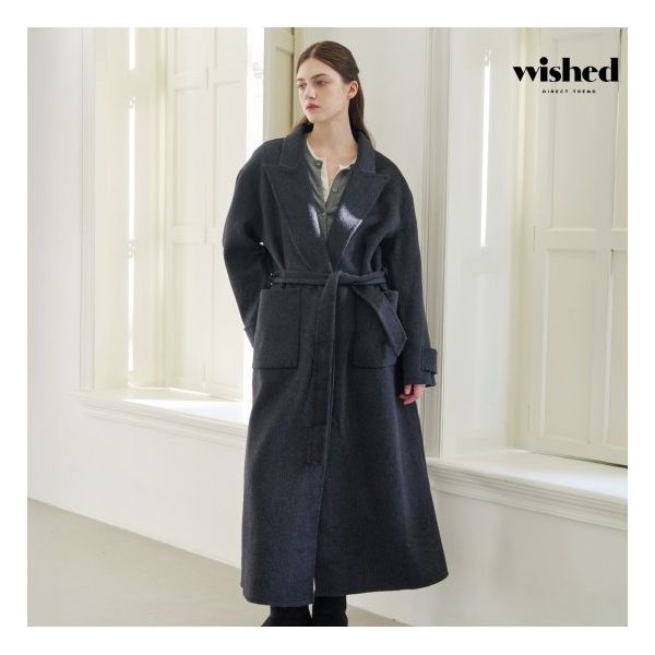 위시드 울 블랜드 허리 스트랩 롱 코트 WICDCT005 3380295
