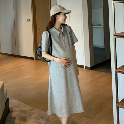 [불명] 심플 데일리 카라 원피스 즈 임산부복