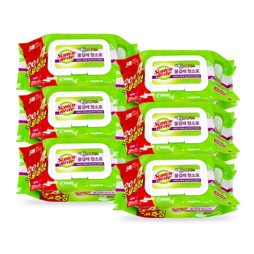 3M 스카치브라이트 더블액션 플러스 물걸레 청소포 표준형 24매 (6개)_이미지