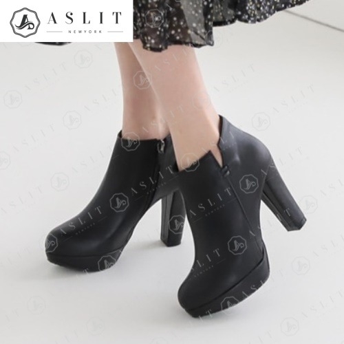 애슬릿 절개 스티치 가보시 여성 부티 슈즈 힐 10cm 7524519_이미지