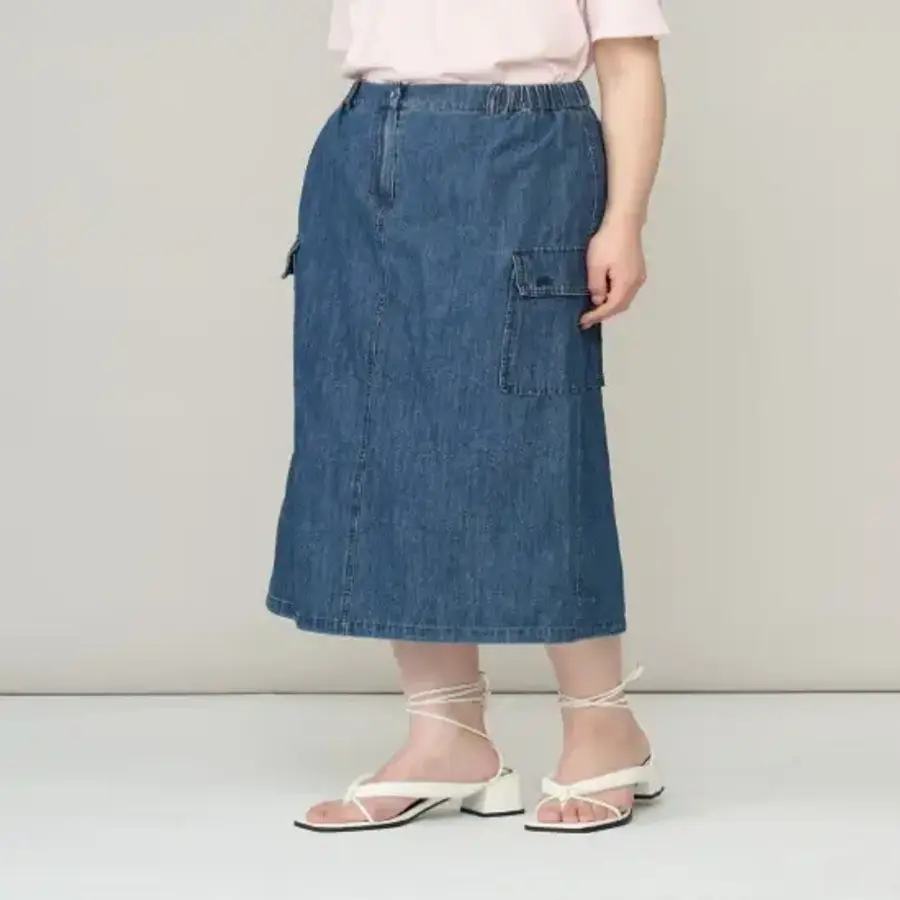 올앤선드리 데님 PK 스커트 A6M4S278DG_이미지