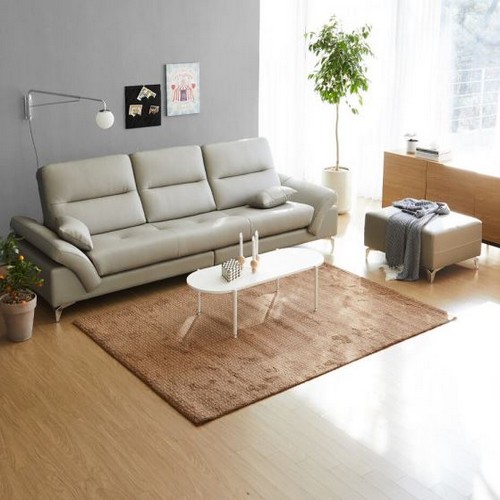 로코코 아벨 카우 천연통가죽 소파 4인용 (스툴포함)_이미지