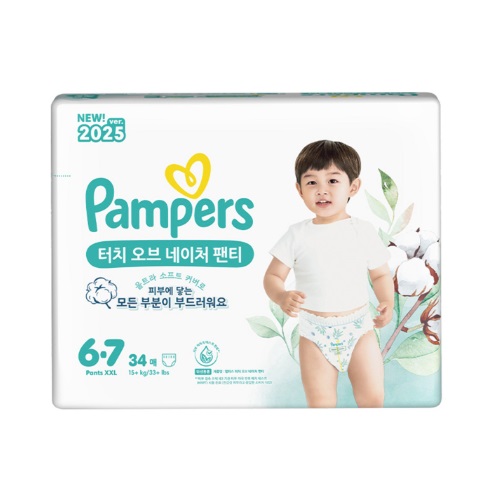 팸퍼스 2025 터치오브네이처 팬티형 6단계-공용 (204매)_이미지