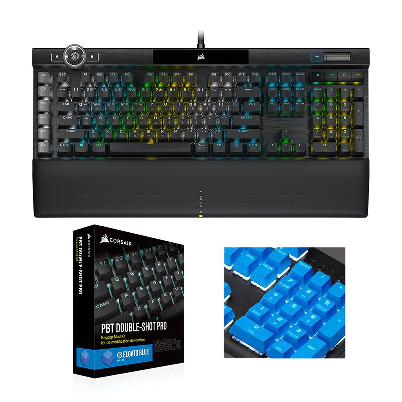 CORSAIR K100 RGB OPTICAL �ѱ�+PBT Double-shot Keycaps Pro
