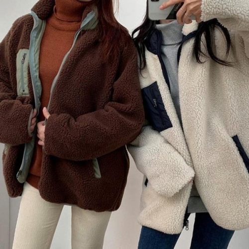 더블디 리버시블 후리스점퍼 레트로 커플뽀글이 WS-HS24 10298659A_이미지