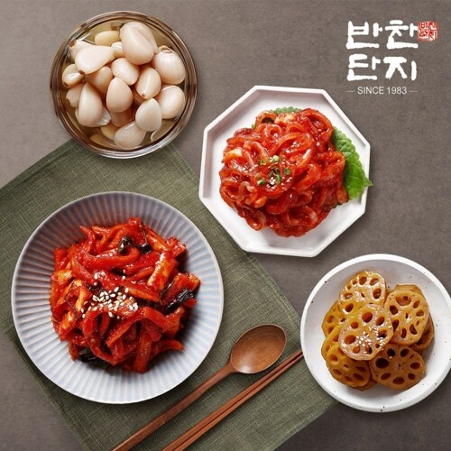 오징어젓1Kg+무말랭이1Kg+알마늘1Kg+연근조림1Kg 밑반찬종류 저녁메뉴 반찬가게