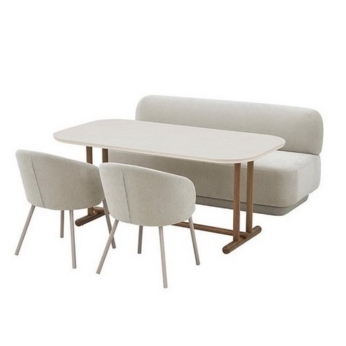 까사미아 알로 LDK 세라믹 식탁 1600 (일반형의자2개+벤치1개)