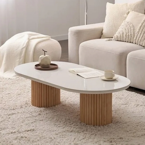 나무뜰 플랑 원형 템바보드 세라믹 소파테이블 1200