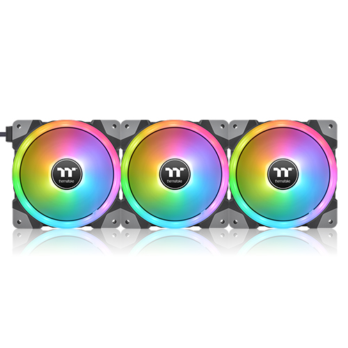 써멀테이크 SWAFAN EX12 RGB 라디에이터 팬 TT 프리미엄 에디션 (컨트롤러/3팩, 블랙)_이미지