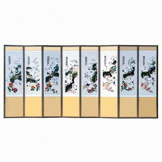 한국병풍 ㅤ백학꽃 8폭 병풍_이미지