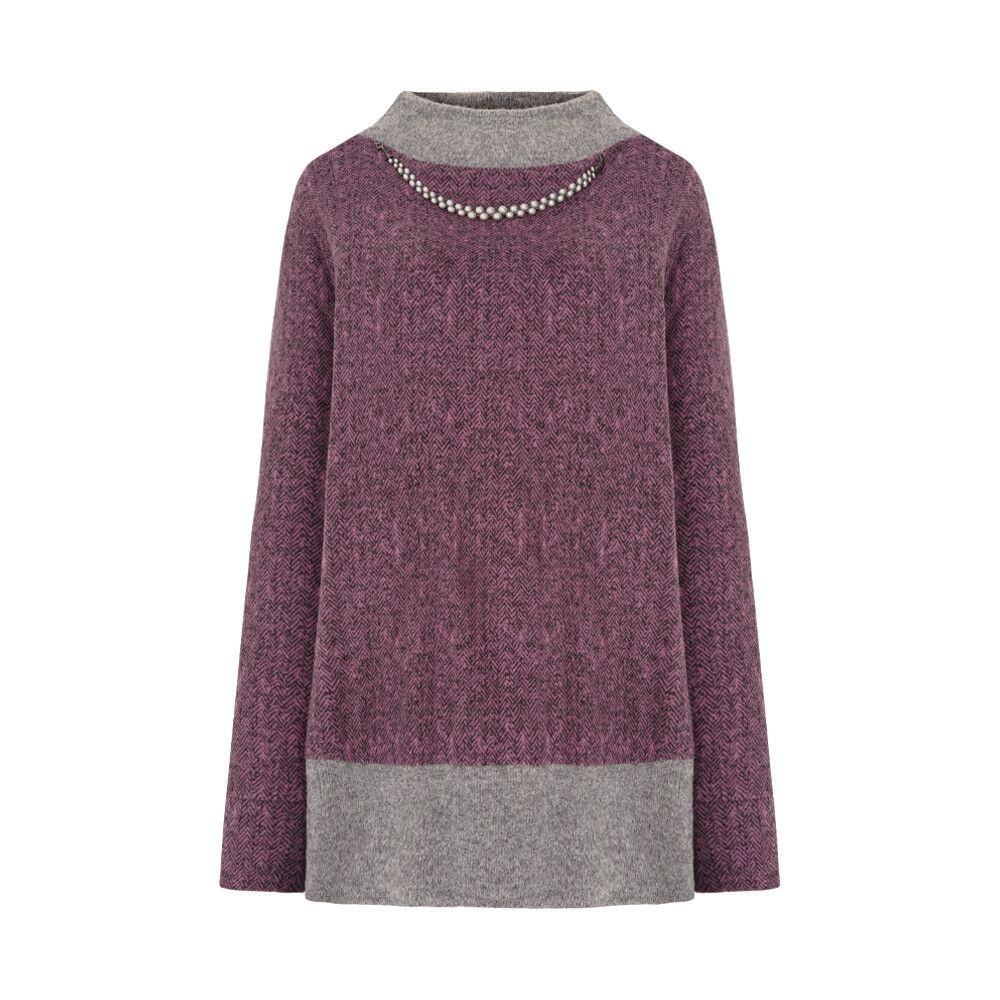 크로커다일레이디 크로커다일 레이디 진주 네크라인 하이넥 니트 탑_CLCWTS114