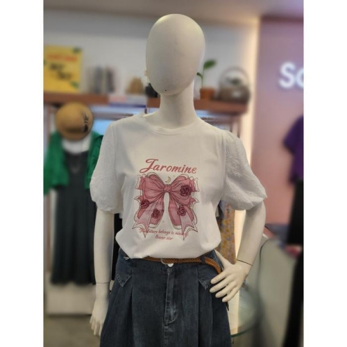 SOOS 세이브존03 리본 퍼프 티셔츠 S242BTS567 S16336033_이미지