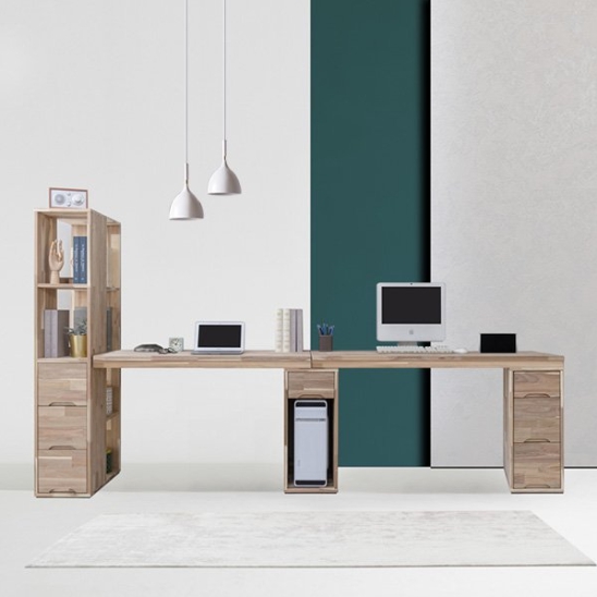 더젠 비쥬 아카시아원목 트윈 책상 세트6 (2600x600)