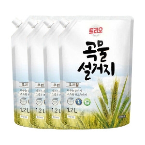  애경 주방세제 트리오 곡물설거지 우리밀 1.2Lx4