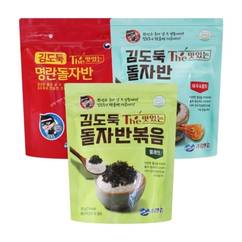 좋은세상 김도둑 The 맛있는 돌자반볶음 3종 기본+명란+새우멸치 35gx3개