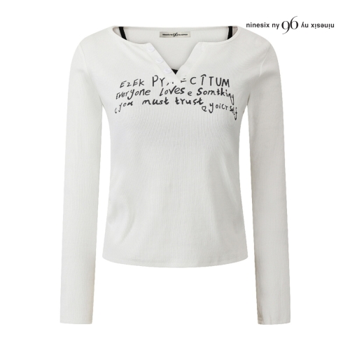 96NY 레이어드형 배색 레터링 티셔츠 NQ2TS004M0_이미지