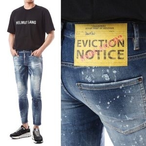 디스퀘어드2 명품 디스퀘어드 빅 옐로우 래더패치 페인스트팟 디스 연청진74LB106