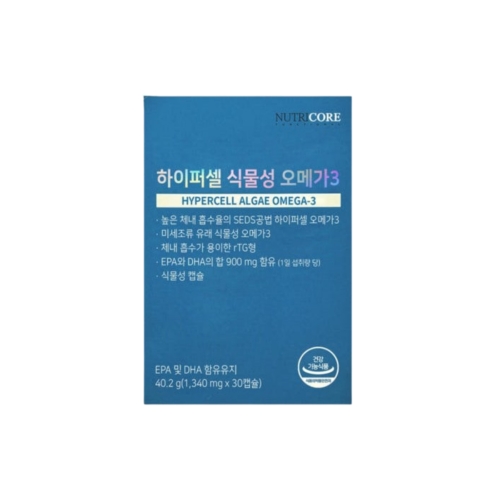 뉴트리코어 하이퍼셀 식물성 알티지 오메가3 1340mg 30캡슐이미지입니다. 누르면 해당 게시물로 새창이동합니다.
