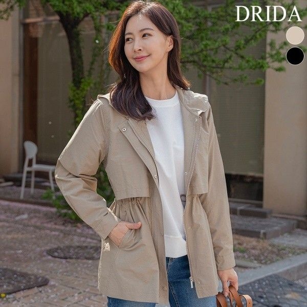 드리다 봄 여자 후드 잠바 사파리 야상 빅사이즈 점퍼 40-50대 중년여성 미시 출근 캐주얼1214127