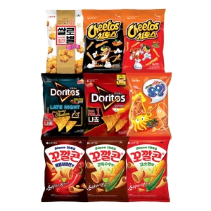 롯데제과 스낵 9종 10봉 골라담기 꼬깔콘,치토스,도리토스,오잉,쌀로별_이미지
