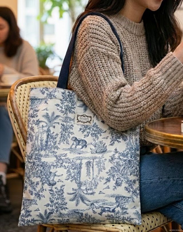 헤지스 H.Toile 뜨왈드주이 네이비 린넨 미니 숄더백 HIWA6E305N2_이미지