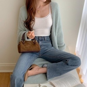 기타 브이와이VY 여성 빅사이즈 V넥 롱 꽈배기 비침 FW 딥 니트_146654