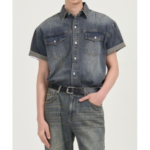 TOFFEE 핀턱 하프 데님 셔츠 VINTAGE INDIGO T5S-PTHDSH43VI 102018