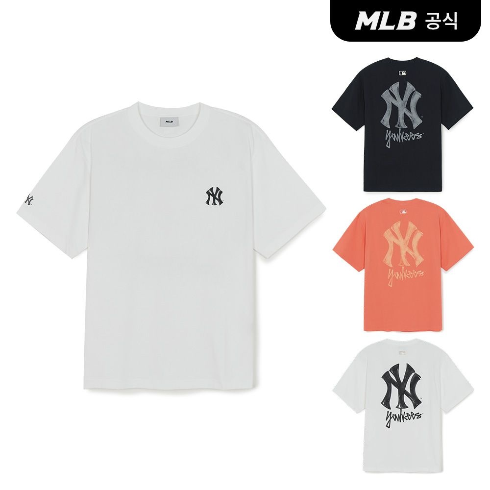 MLB 공용 베이직 심플 스트릿 로고 오버핏 반팔 티셔츠 3 COLOR 3ATSB0463_이미지
