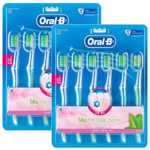 브라운 오랄비 고탄력 초미세모 그린티 칫솔 (12개)