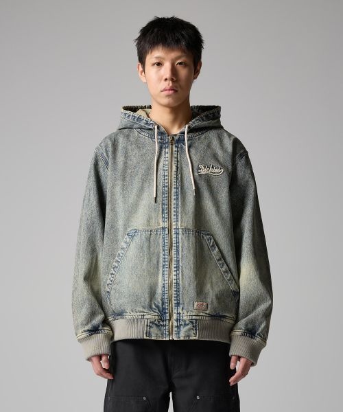 디키즈 웨이브 로고 데님 후드 집업 Tinted Denim 293373