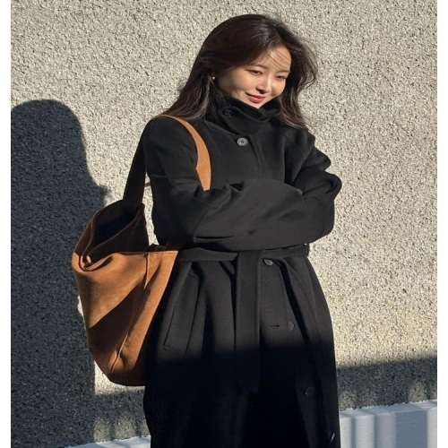 LF 앳코너 여성 캐시미어 울 혼방 발마칸 코트 AT5COF059BK