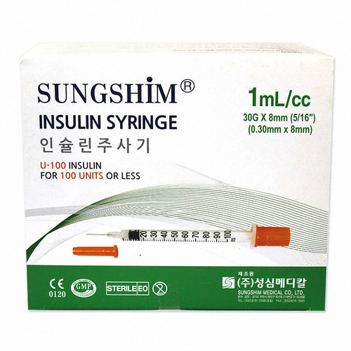 성심 인슐린주사기 1ml 30G 8mm (100개)_이미지