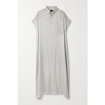 발렌시아가 Oversized frayed satin-jacquard midi shirt dress 576677 TMO68 1400_이미지