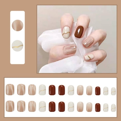 네일팁 붙이는 셀프 네일 마블 브라운 OHS-LIBN0314