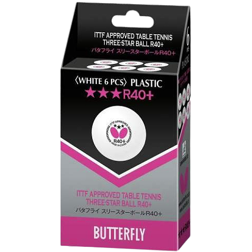 버터플라이 쓰리스타 플라스틱 시합구 R40+ (6개)