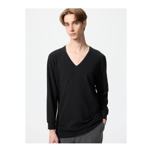 극난 히트 테크 코튼 V넥 T/9분 소매 15894715