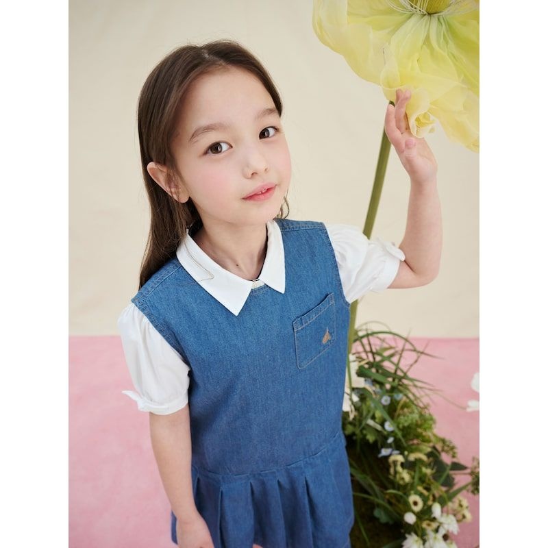 ltgt 키즈 KIDS 민소매 데님 플리츠 원피스 블루 244129