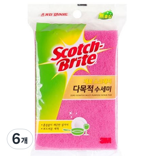 3M 스카치브라이트 제로스크래치 다목적 수세미 (6개)_이미지