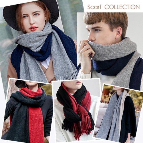  노다지 남녀공용 투톤 니트 숄 롱머플러 스카프