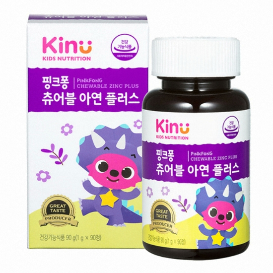 키누 핑크퐁 츄어블 아연 플러스 90정 (2개)_이미지