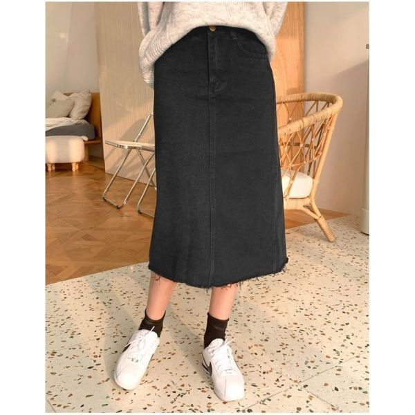 반에이크 나루 데님 롱 스커트_OB0ZSKME02Z