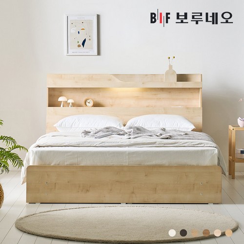 BIF보루네오 바움Po 3서랍 수납 LED침대 Q (유로탑독립)_이미지