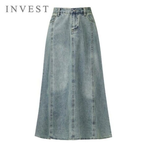 인베스트 절개 라인 데님 롱 스커트 IN5M3SK8161 스카이블루 66_이미지