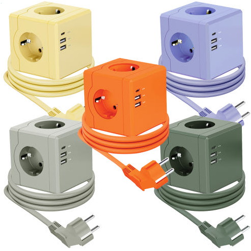 티메코 3구 16A USB 고용량 큐브 멀티탭 (1.8m)_이미지