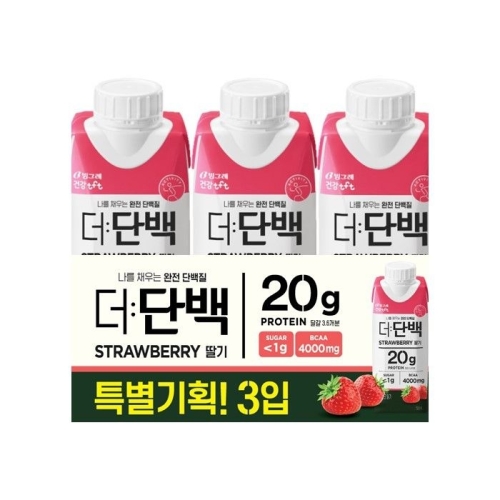 빙그레 더단백 드링크 딸기 250ml (3개)_이미지