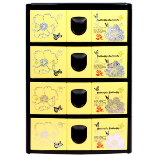 창신리빙 제스티 서랍장 4단 (블랙+옐로우)_이미지