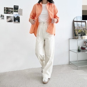 피턴진 179st.wACC SF1000W 여자 데일리핏 반밴딩 면바지 세미와이드 코튼 핀턱 팬