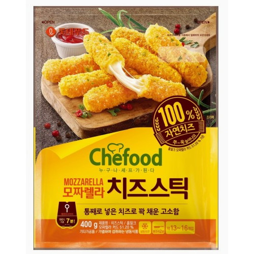 롯데웰푸드 쉐푸드 모짜렐라 치즈스틱 400g이미지입니다. 누르면 해당 게시물로 새창이동합니다.