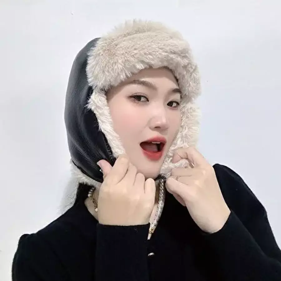 PL 손쉬운 군밤모자 터프 레더 귀달이 군밤모자 블랙 No6-WFOZJ3Y