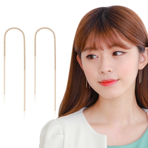 미니아트 스틱체인 롱귀걸이 14K GOLD 드롭귀걸이 G664_이미지